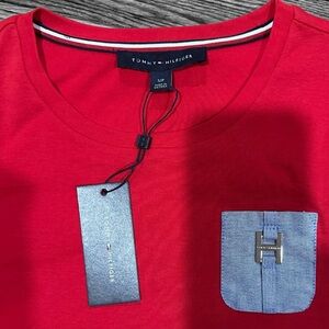 Tommy Hilfiger Red Tee with Blue Accent